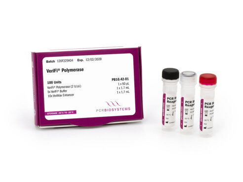 Photo of PCRBIO high fidelity Pfu-based VeriFi Polymerase showing the 3 tube, 100 unit presentation of PB10.42-01