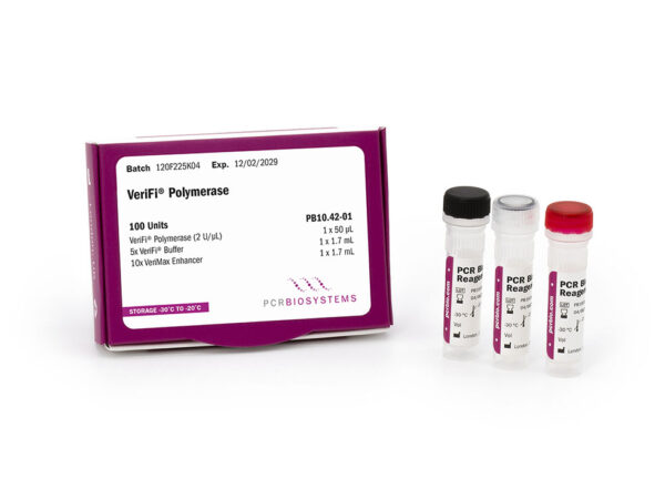 Photo of PCRBIO high fidelity Pfu-based VeriFi Polymerase showing the 3 tube, 100 unit presentation of PB10.42-01
