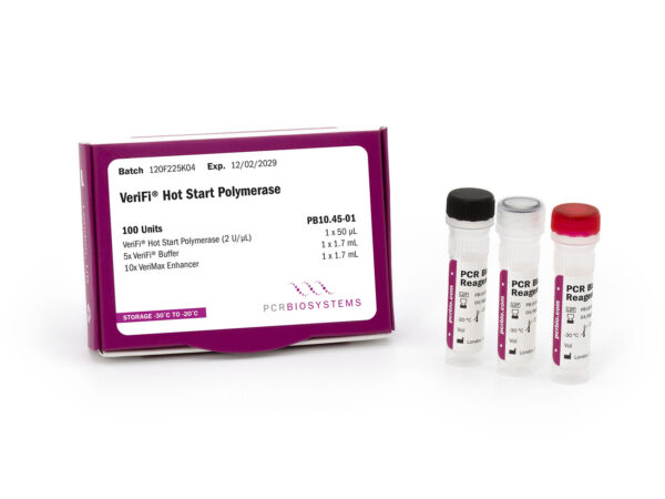 Photo of VeriFi Hot Start Polymerase showing the 3 tube, 100 unit presentation of PB10.45-01