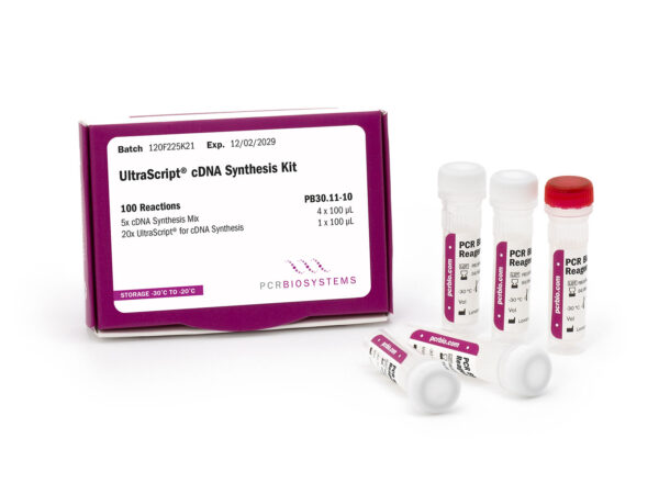 Photo of UltraScript Reverse Transcriptase for cDNA Synthesis showing the 5 tube presentation of PB30.11-10