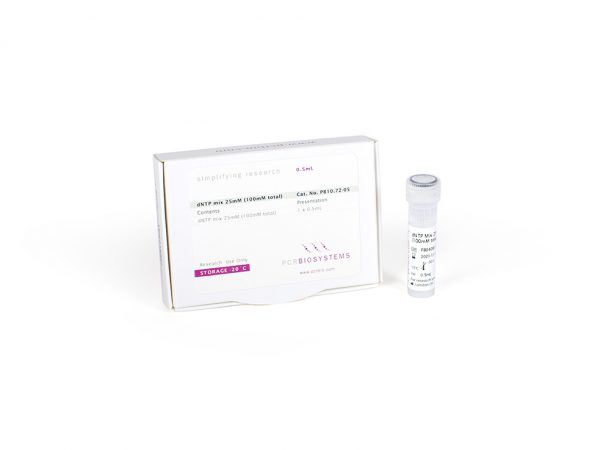 Photo of PCRBIO dNTP Mix 25mM each showing the 1 tube, 0.5mL presentation of PB10.72-05.